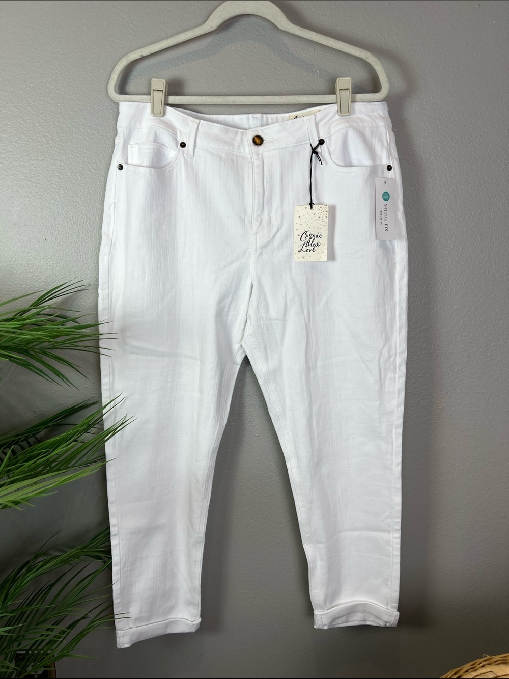 NWT Cosmic Blue Love White Cropped Ankle Pants Summer 16 / 33